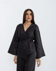 Khushboo & Pankaj Midnight Veil Linen Wrap Co-Ord Set