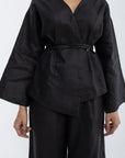 Khushboo & Pankaj Midnight Veil Linen Wrap Co-Ord Set