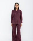 Khushboo & Pankaj Mulberry Wine Linen Relaxed Co-Ord Set
