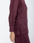 Khushboo & Pankaj Mulberry Wine Linen Relaxed Co-Ord Set