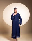 Khushboo & Pankaj Navy Blue Stitch Detail Kurta Set
