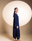 Khushboo & Pankaj Navy Blue Stitch Detail Kurta Set