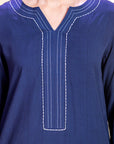 Khushboo & Pankaj Navy Blue Stitch Detail Kurta Set