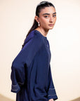 Khushboo & Pankaj Navy Blue Stitch Detail Kurta Set