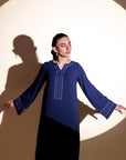 Khushboo & Pankaj Navy Blue Stitch Detail Kurta Set
