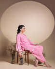 Khushboo & Pankaj Blush Pink Lace Detail Kurta Set