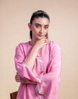 Khushboo & Pankaj Blush Pink Lace Detail Kurta Set