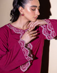 Khushboo & Pankaj Deep Pink Embroidered Kurta Set
