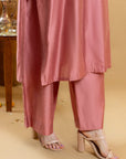 Khushboo & Pankaj Rose Sand Embroidered Kurta Palazzo Set