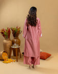 Khushboo & Pankaj Rose Sand Embroidered Kurta Palazzo Set
