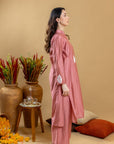 Khushboo & Pankaj Rose Sand Embroidered Kurta Palazzo Set