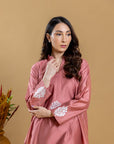 Khushboo & Pankaj Rose Sand Embroidered Kurta Palazzo Set