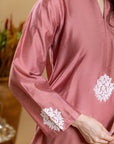 Khushboo & Pankaj Rose Sand Embroidered Kurta Palazzo Set
