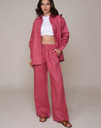 Khushboo & Pankaj Rosewood Pink Linen Relaxed Co-Ord Set
