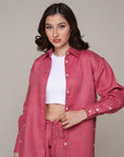 Khushboo & Pankaj Rosewood Pink Linen Relaxed Co-Ord Set
