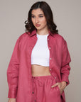 Khushboo & Pankaj Rosewood Pink Linen Relaxed Co-Ord Set