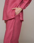 Khushboo & Pankaj Rosewood Pink Linen Relaxed Co-Ord Set