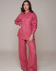 Khushboo & Pankaj Rosewood Pink Linen Relaxed Co-Ord Set