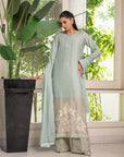 Khushboo & Pankaj Sage Green Embroidered Suit Set with Dupatta