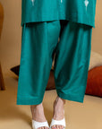 Khushboo & Pankaj Teal Scallop Embroidered Kurta Set