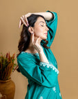 Khushboo & Pankaj Teal Scallop Embroidered Kurta Set