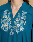 Khushboo & Pankaj Teal Embroidered Kurta Set