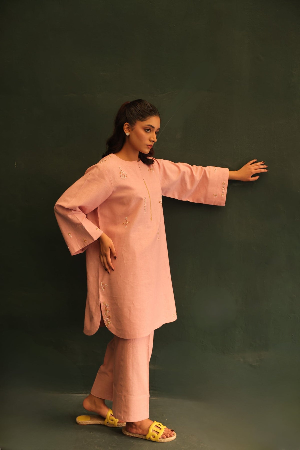 Khushboo &amp; Pankaj Blush Petal Embroidered Kurta Set