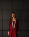 Khushboo & Pankaj Wine Red Statement Kurta Set