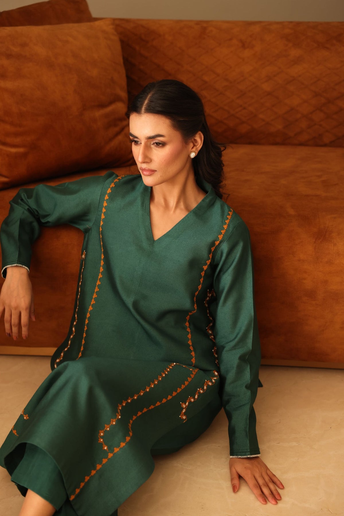 Khushboo &amp; Pankaj Forest Threadwork Kurta Set