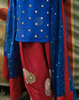 Khushboo & Pankaj Midnight Blue Gota Work Kurta Set