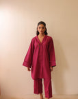 Khushboo & Pankaj Rosewood Raw Edge Co-ord Set