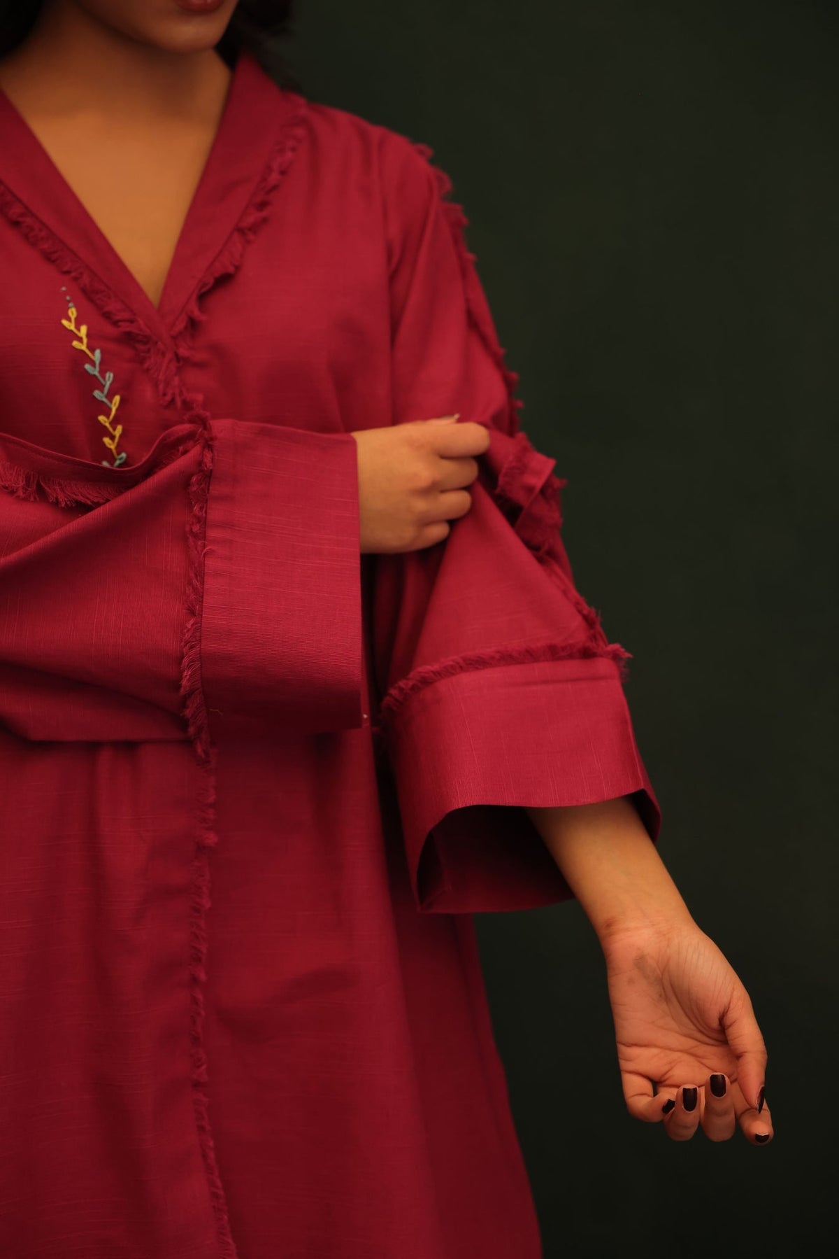Khushboo &amp; Pankaj Rosewood Raw Edge Co-ord Set