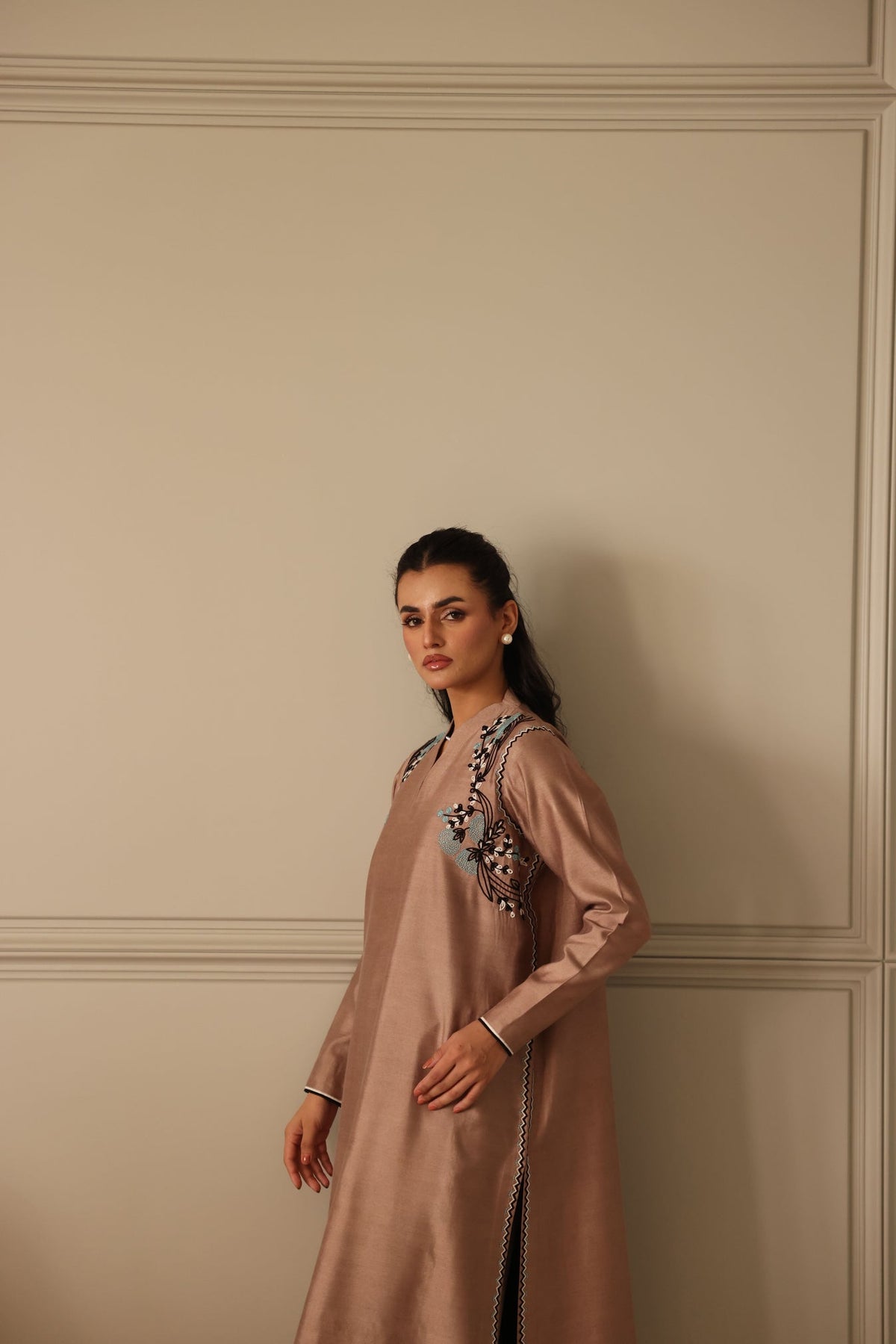 Khushboo &amp; Pankaj Sandstone Kurta with Botanical Accents