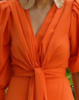 Khushboo & Pankaj Orange Empire Waist V-Neck Maxi Dress