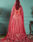 Red Lehenga With Peacock Elements