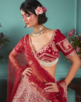 Red Lehenga With Elephant Elements
