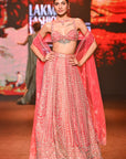 Coral shimmer lehenga set