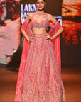 Coral shimmer lehenga set