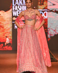 Coral shimmer lehenga set