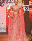 Coral shimmer lehenga set