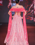 Coral shimmer lehenga set