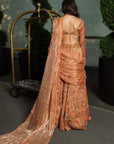 OraNge Pre draped saree