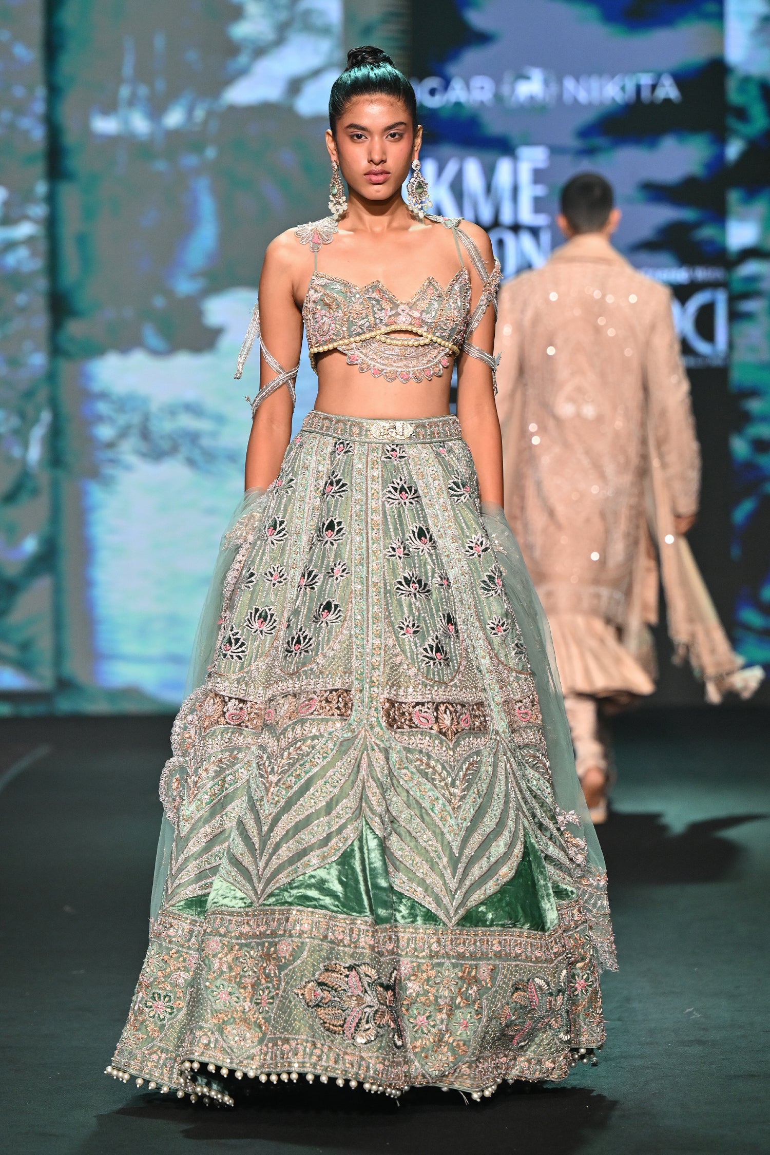 Lotus Teal Lehenga Set