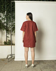 PLUNGE-NECK SHIFT DRESS