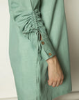 RUCHED SLEEVES SHIRT DRESS