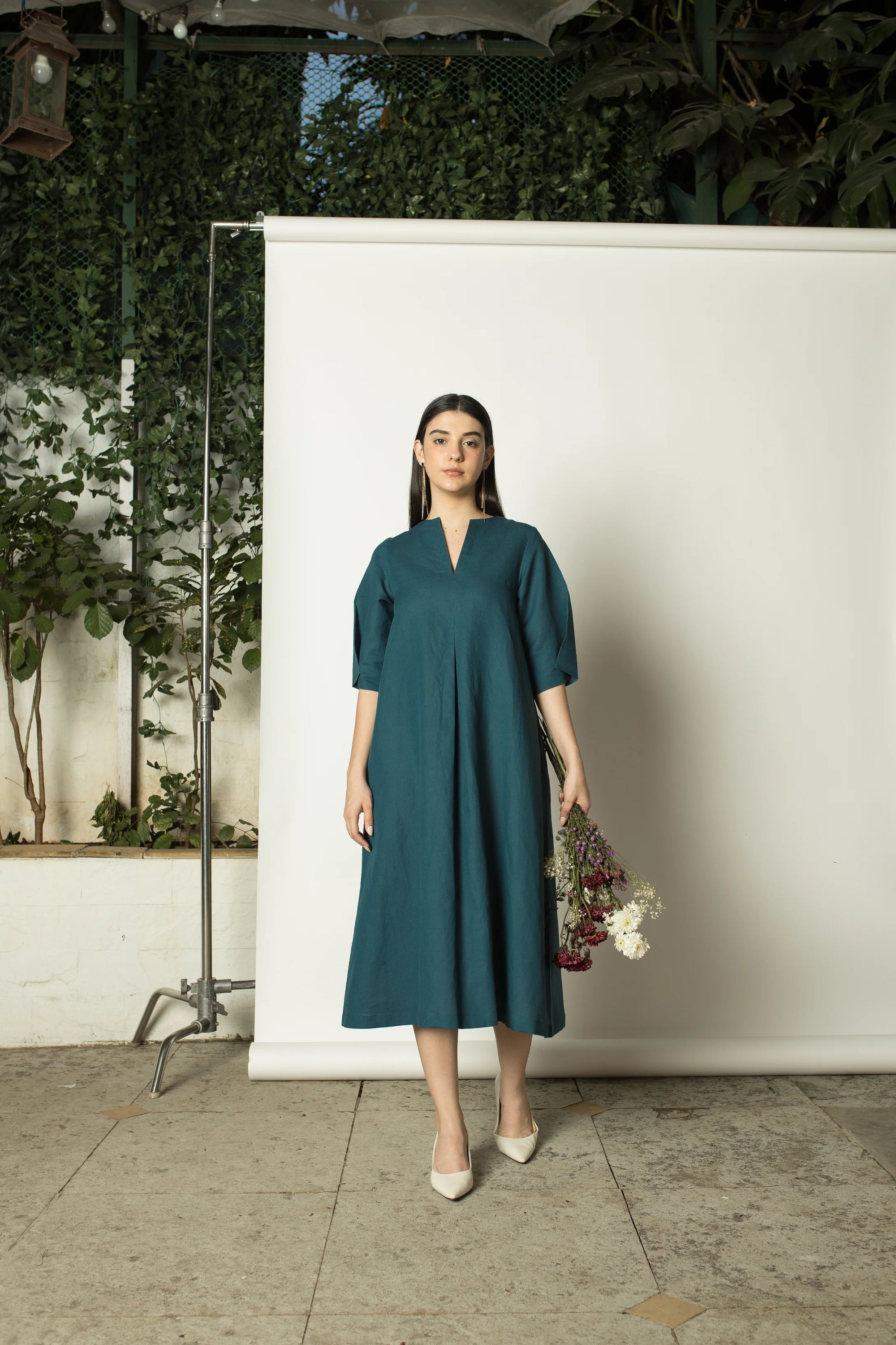 PLEATED A-LINE MAXI
