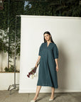 PLEATED A-LINE MAXI