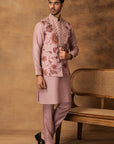 Pastel Pink Printed  Nehru Jacket Set