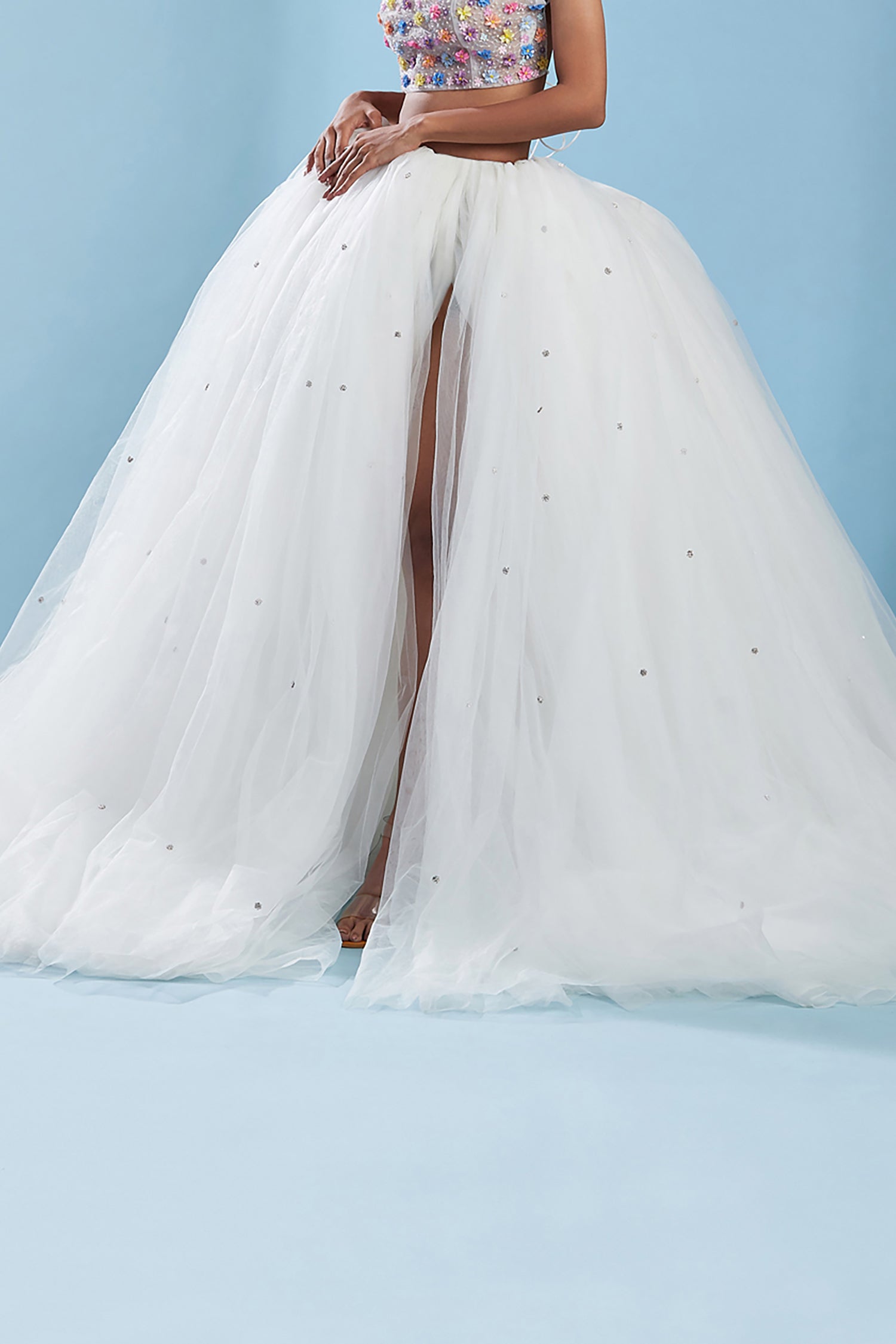 White Hand Embroidered Lehenga