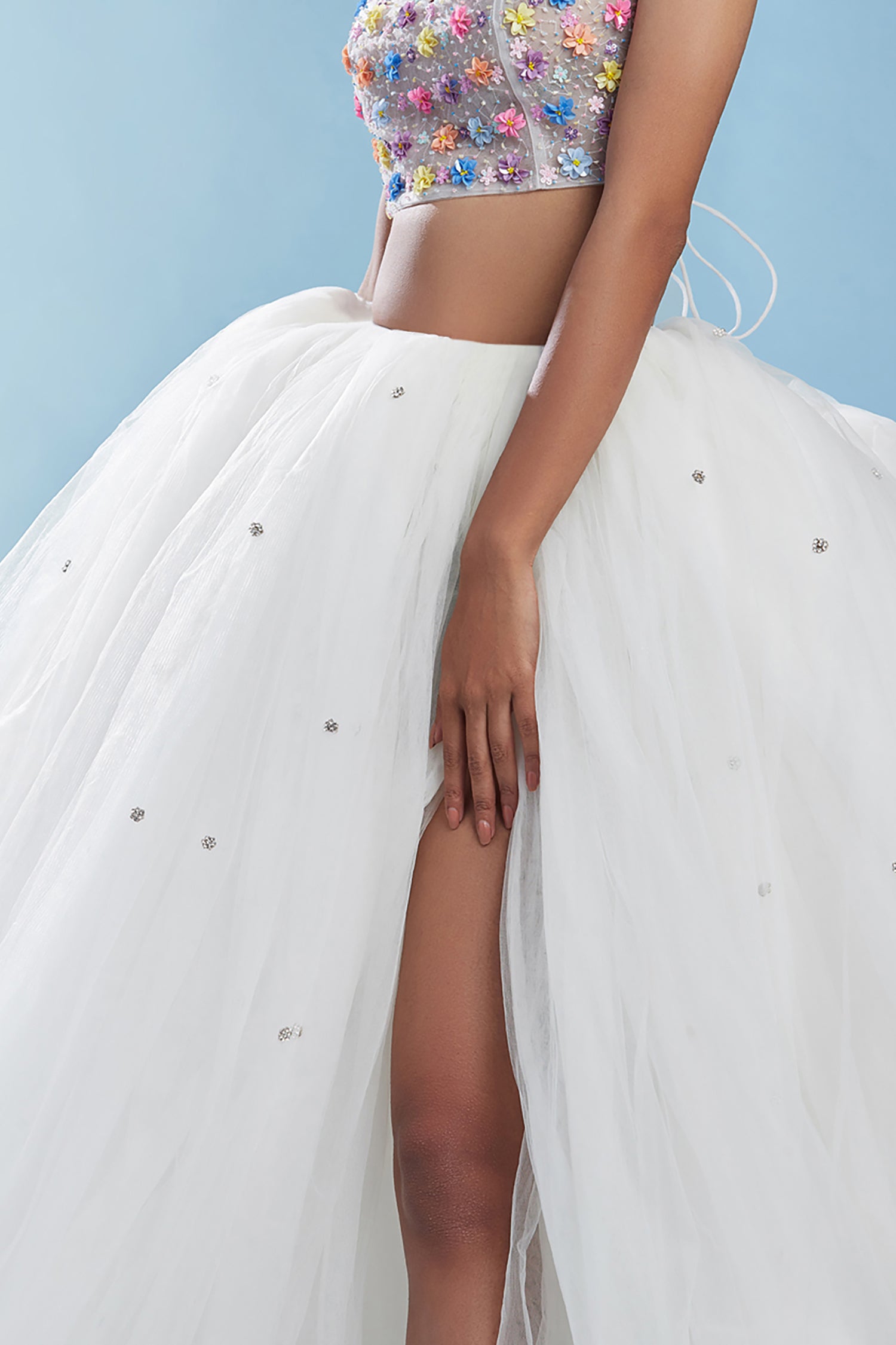 White Hand Embroidered Lehenga